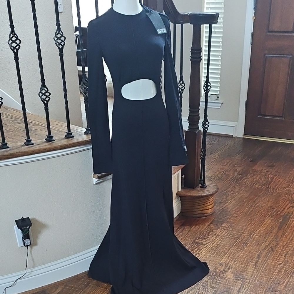 Versace Jeans Collection Black Long-Sleeve Cutout Maxi Dress NWT